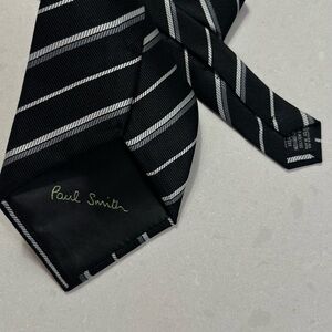 Paul Smith Men's Tie in Black and Silver Stripes